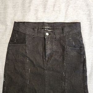 NWOT Forever 21 Black Denim Distressed Maxi Skirt with side slits